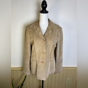 Vintage Metrostyle Sz 12 Genuine Suede Leather Jacket Chic Western Boho Blazer